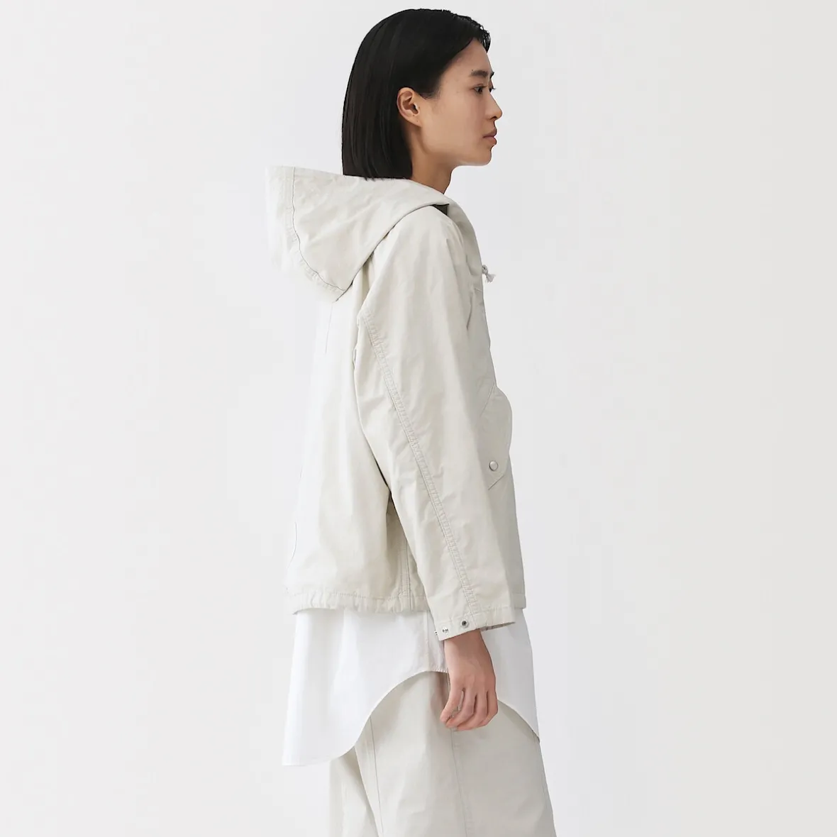 Muji Chaqueta con capucha de algodón ligero para mujer