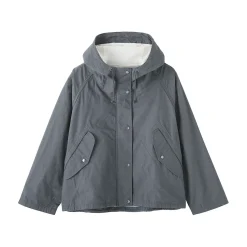 Muji Chaqueta con capucha de algodón ligero para mujer