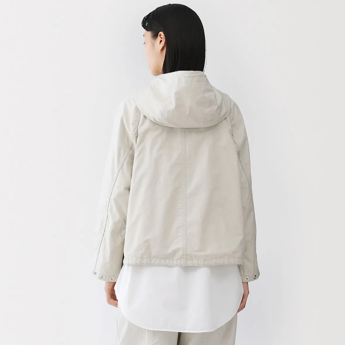 Muji Chaqueta con capucha de algodón ligero para mujer