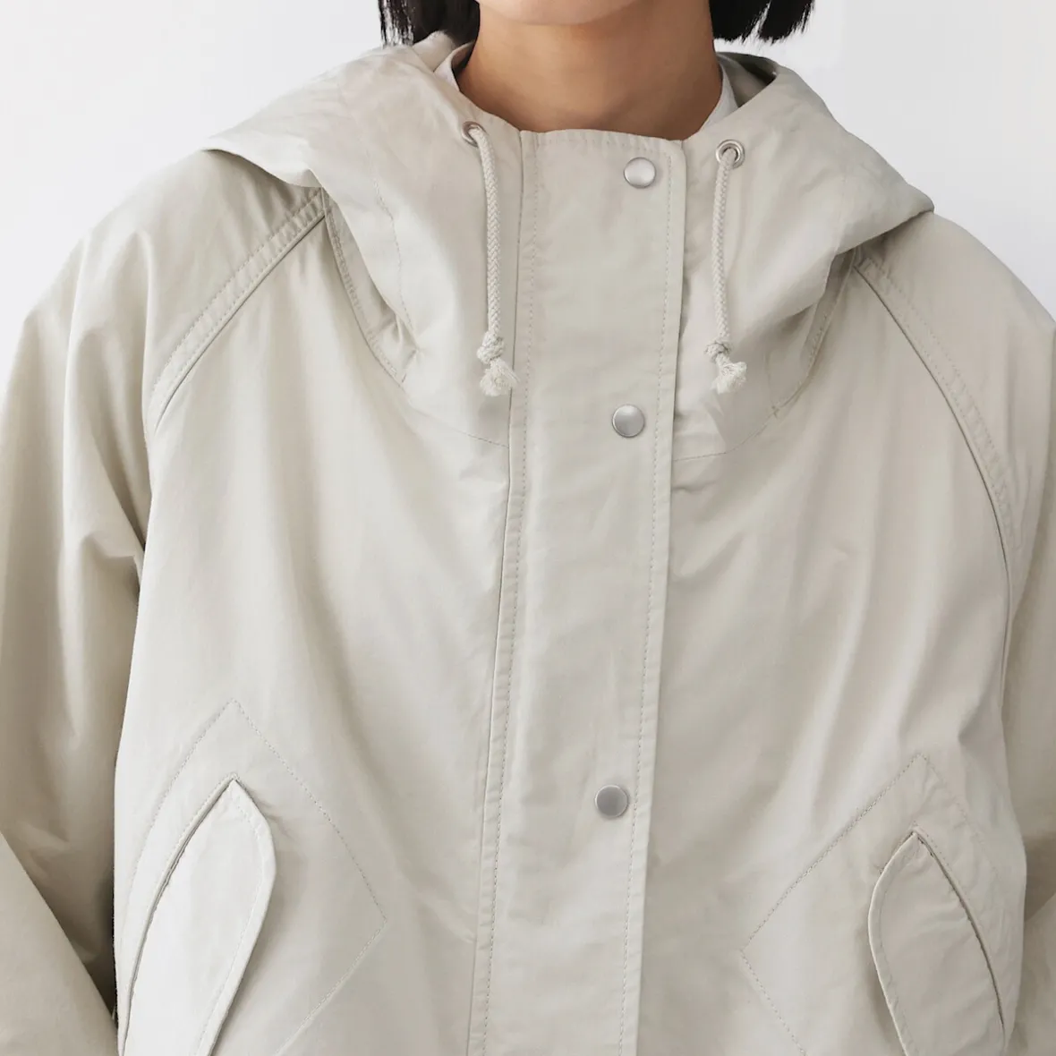 Muji Chaqueta con capucha de algodón ligero para mujer