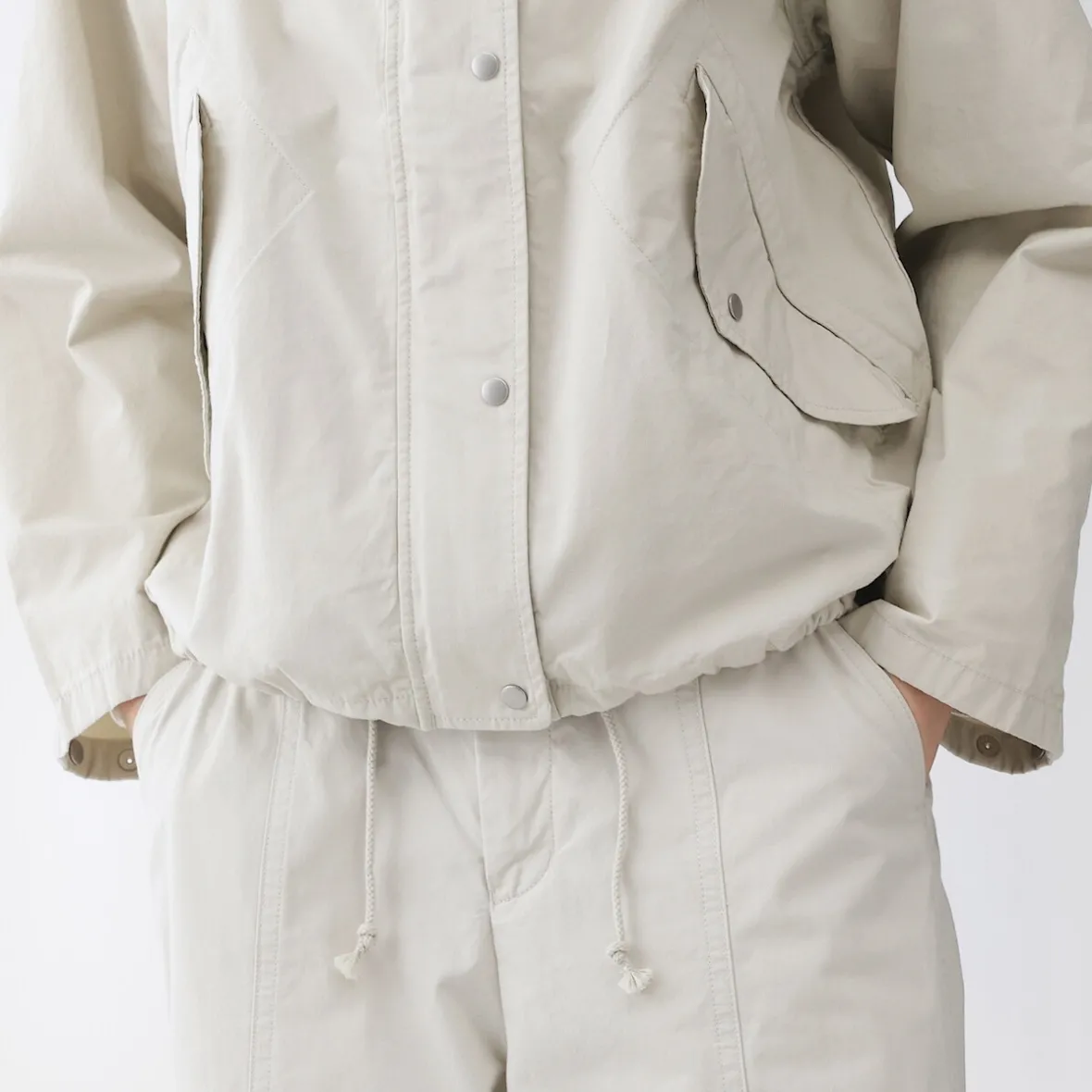 Muji Chaqueta con capucha de algodón ligero para mujer