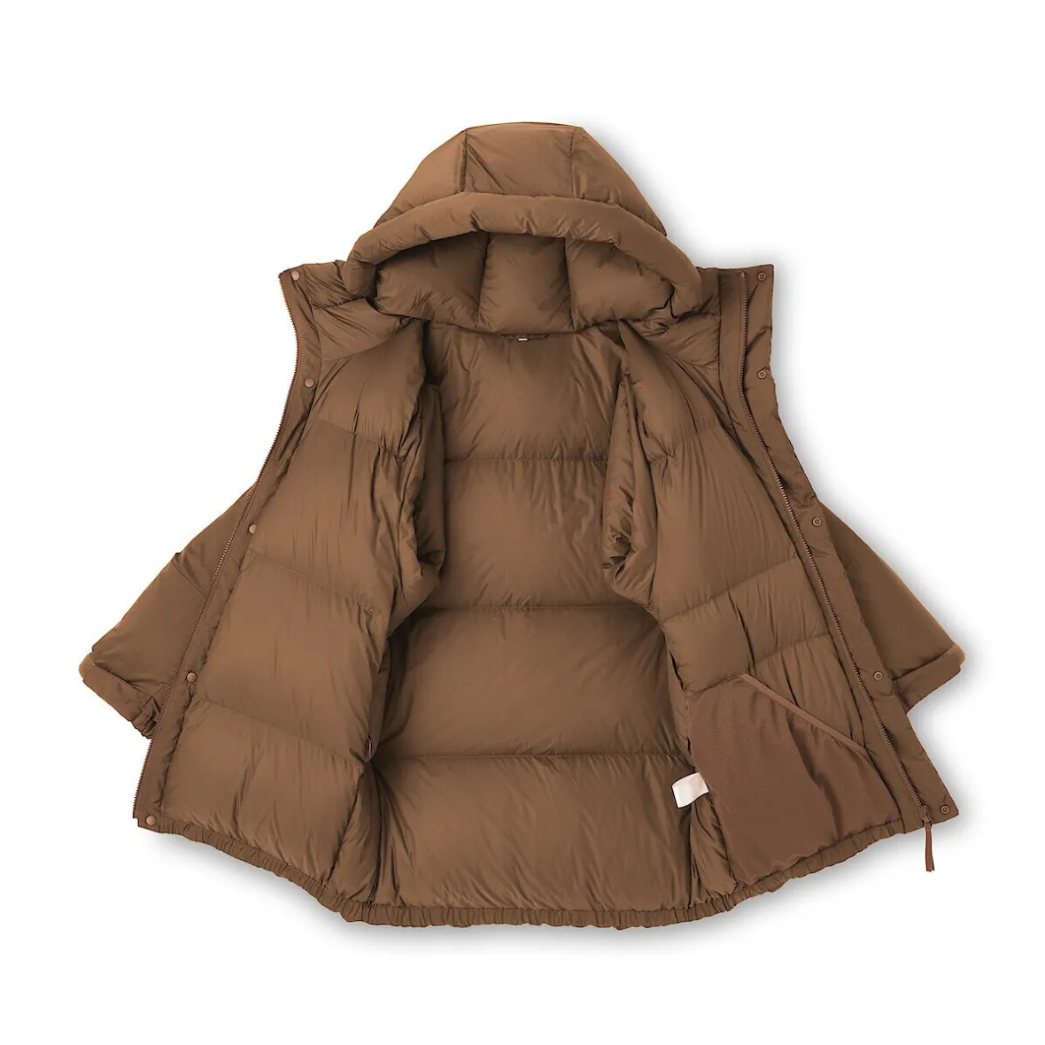Outlet Muji Chaqueta con capucha de plumón para hombre – Marrón moka Marrón Moca