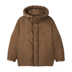 Outlet Muji Chaqueta con capucha de plumón para hombre – Marrón moka Marrón Moca