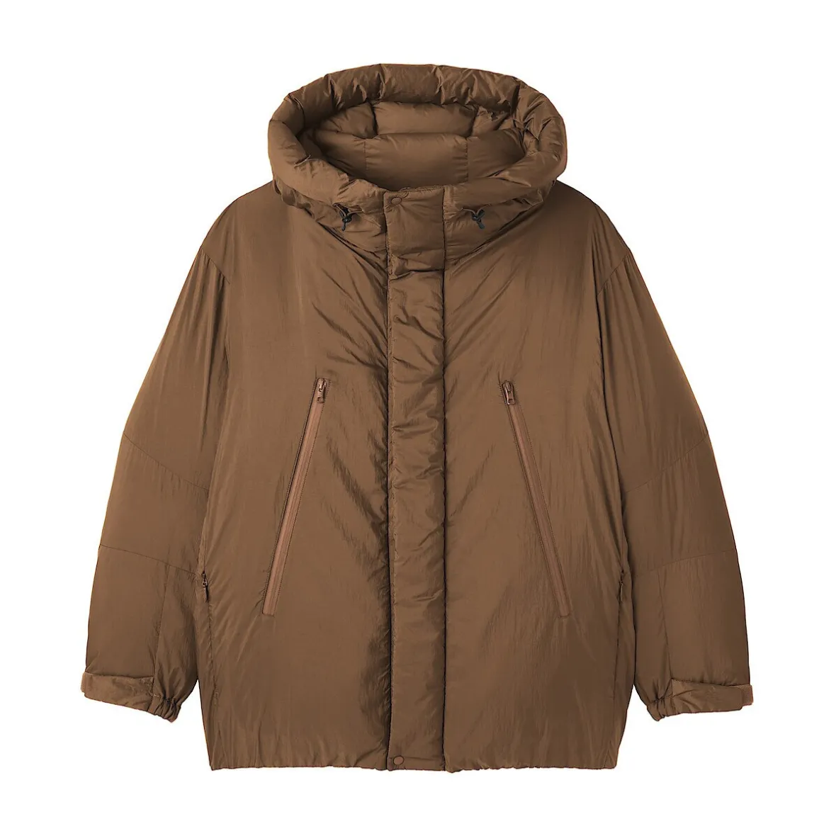 Outlet Muji Chaqueta con capucha de plumón para hombre – Marrón moka Marrón Moca