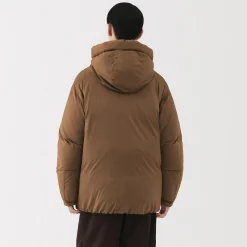Outlet Muji Chaqueta con capucha de plumón para hombre – Marrón moka Marrón Moca
