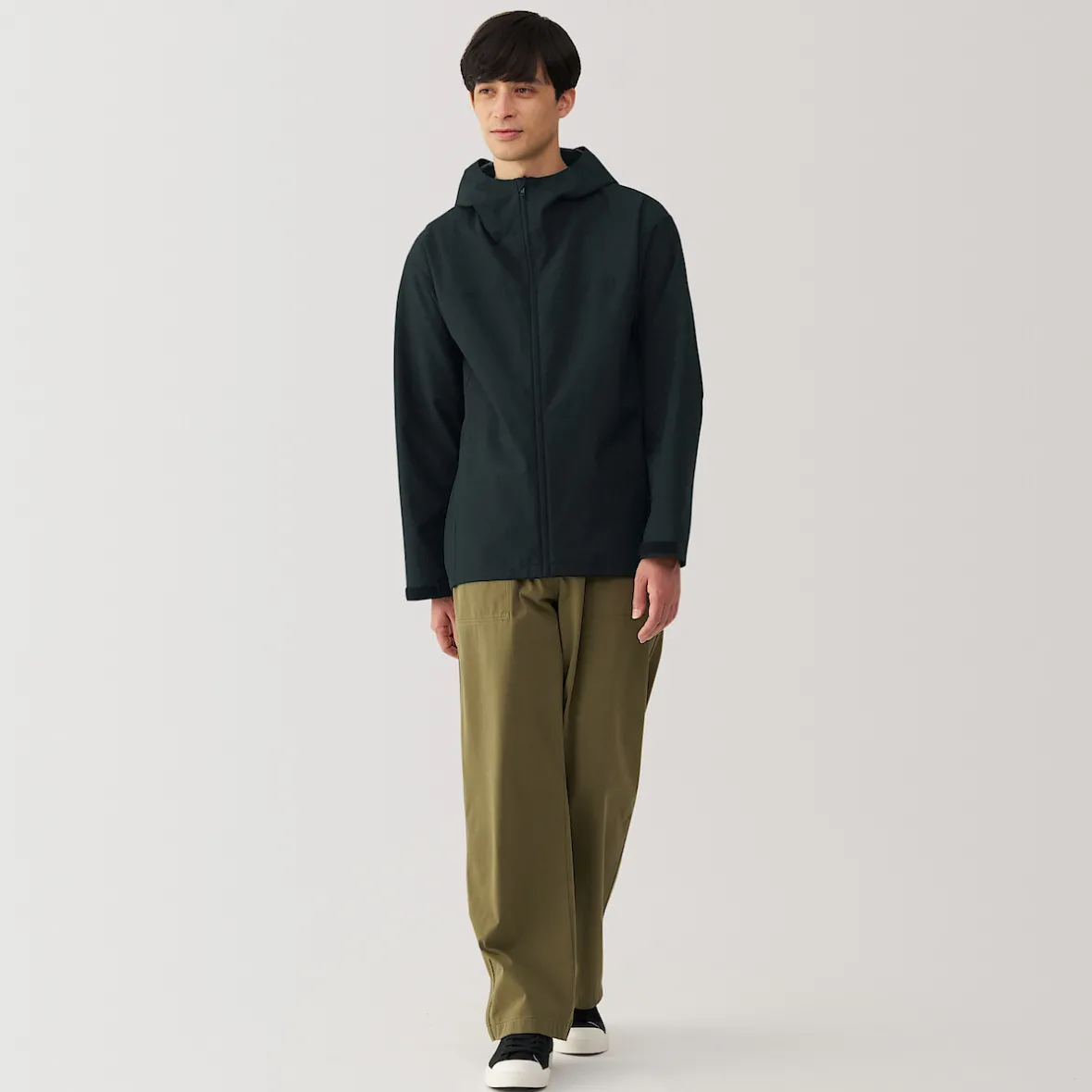 Muji Chaqueta con capucha impermeable para hombre