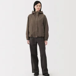 Muji Chaqueta con capucha plegable e impermeable para mujer