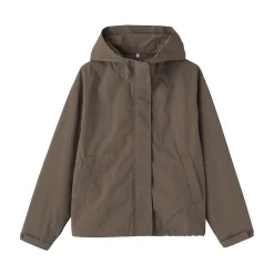Muji Chaqueta con capucha plegable e impermeable para mujer