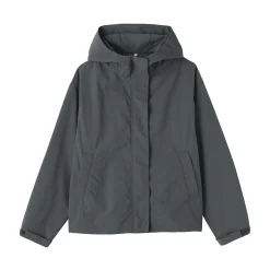 Muji Chaqueta con capucha plegable e impermeable para mujer