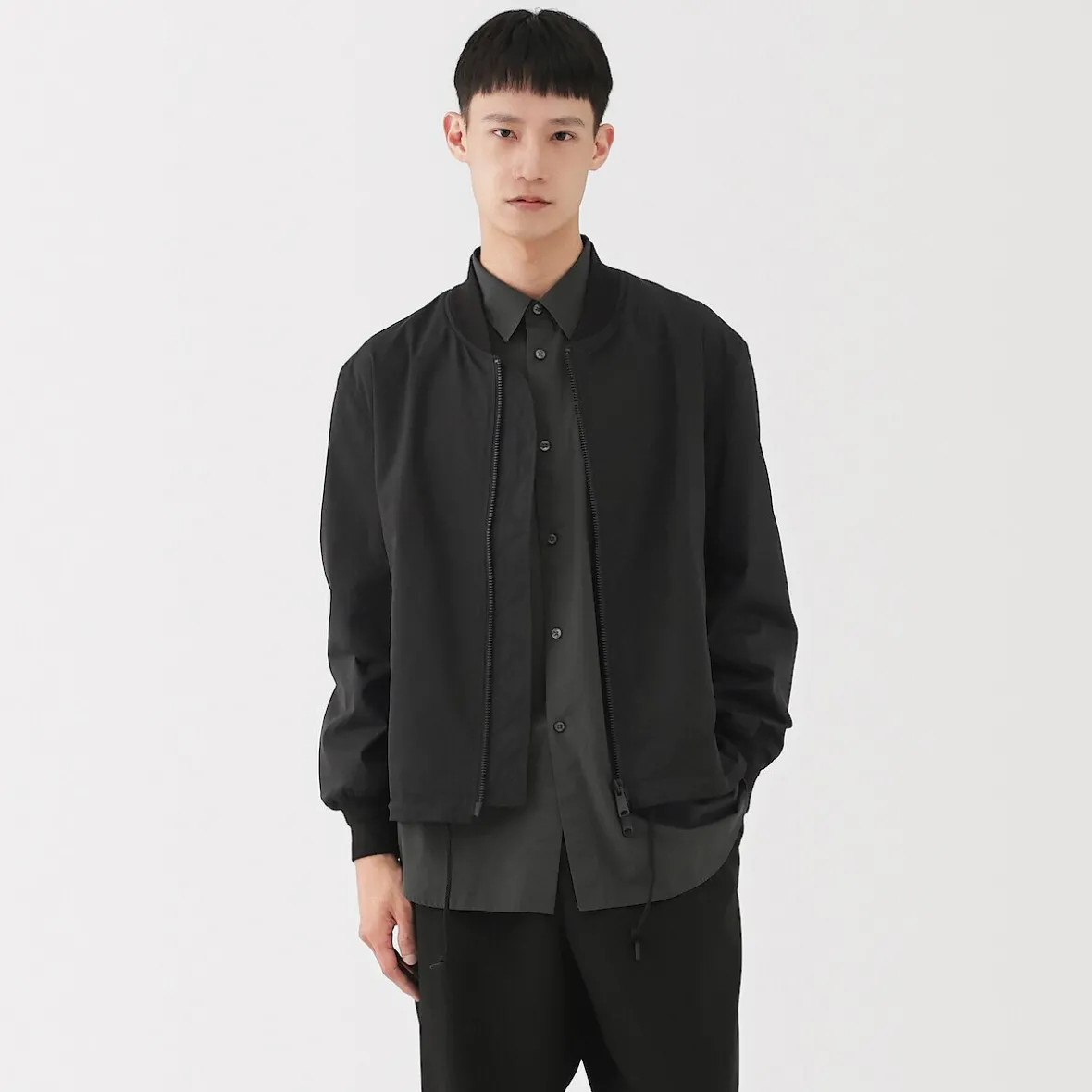 Outlet Muji Chaqueta con cremallera de poliéster repelente al agua para hombre