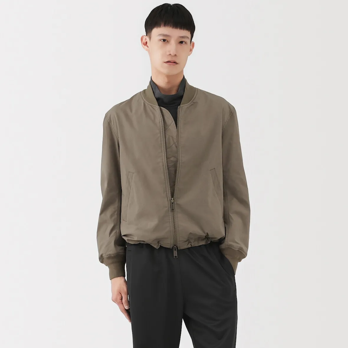 Outlet Muji Chaqueta con cremallera de poliéster repelente al agua para hombre