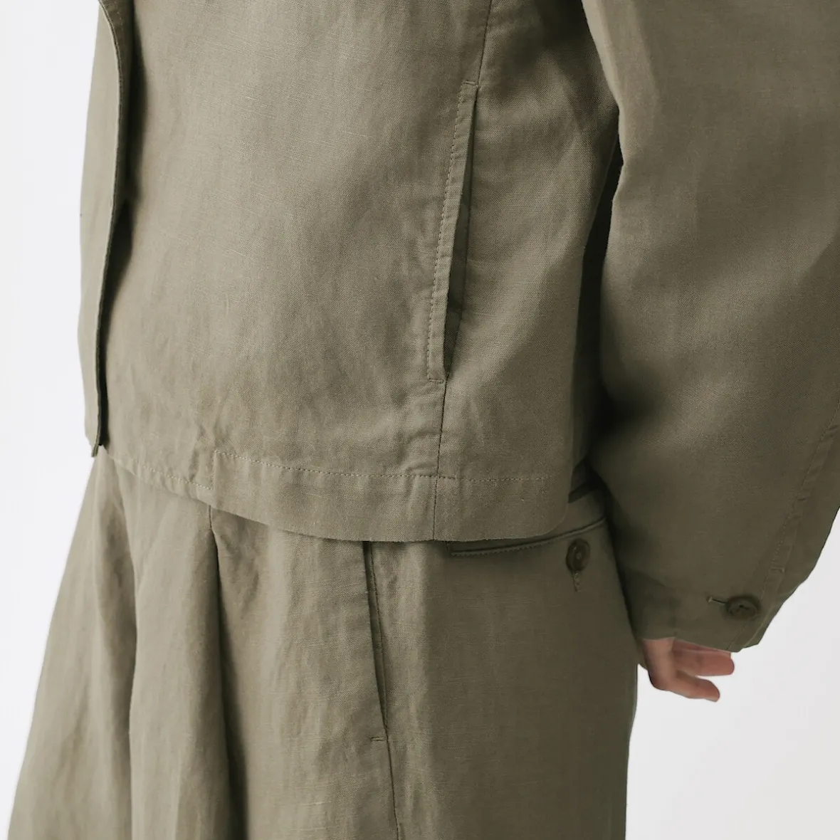 Clearance Muji Chaqueta corta de lino y lyocell para mujer