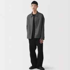 Sale Muji Chaqueta de lino con cordón para hombre