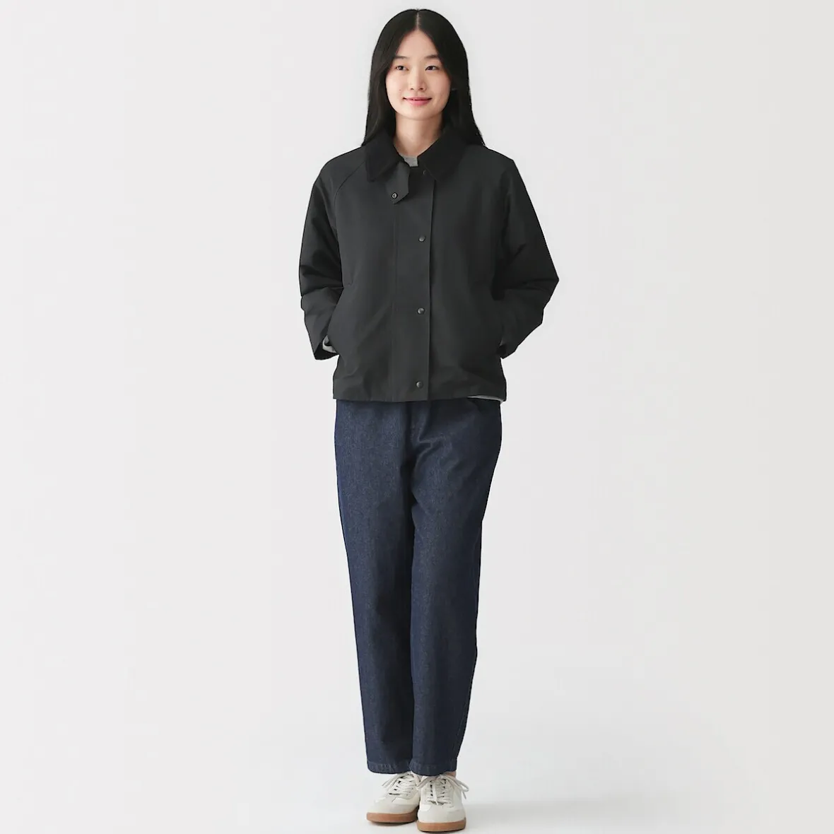 Online Muji Chaqueta de pana con cuello alto repelente al agua para mujer