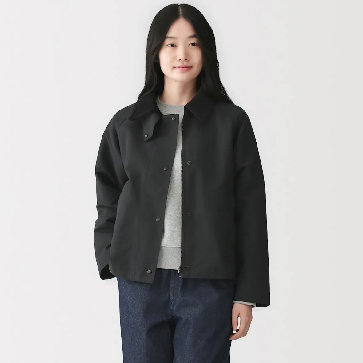 Online Muji Chaqueta de pana con cuello alto repelente al agua para mujer