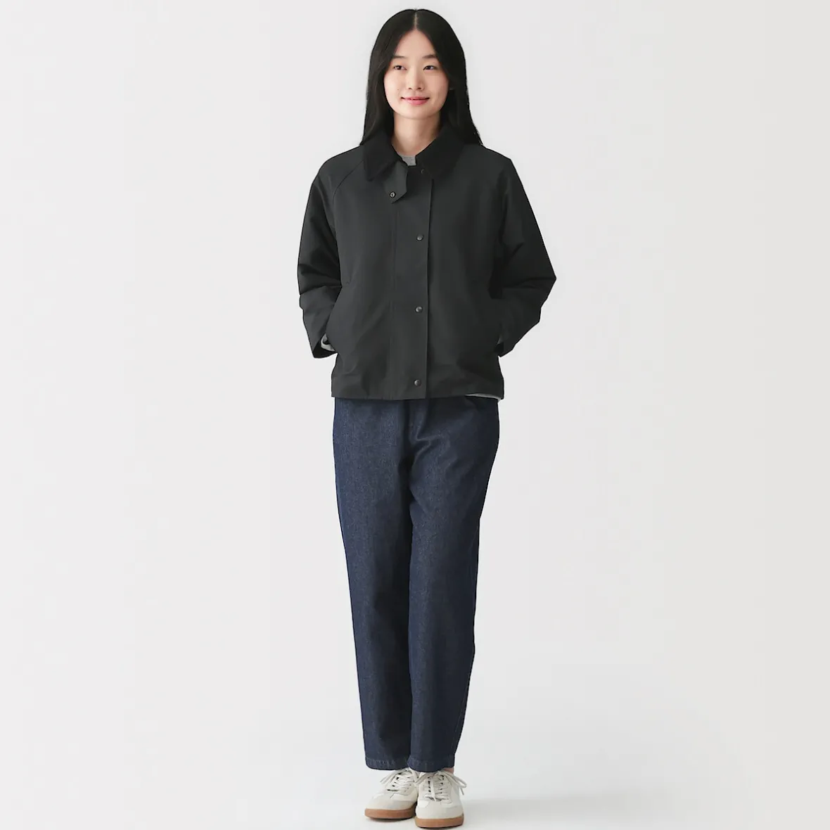 Online Muji Chaqueta de pana con cuello alto repelente al agua para mujer