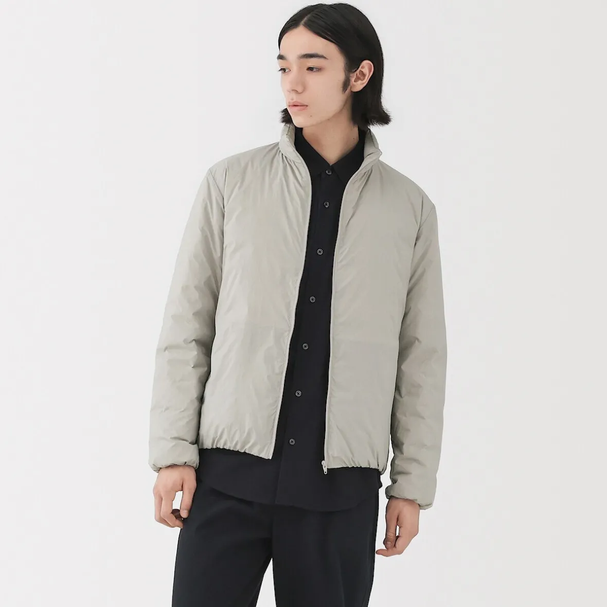 Online Muji Chaqueta ligera de plumón con cuello alto de nailon reciclado para hombre