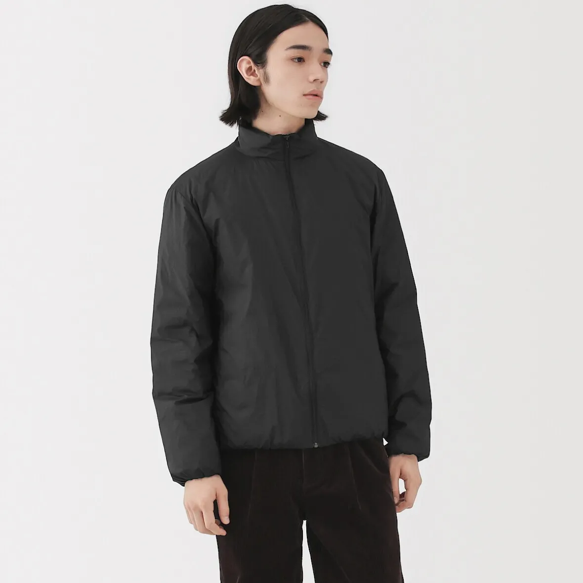 Online Muji Chaqueta ligera de plumón con cuello alto de nailon reciclado para hombre