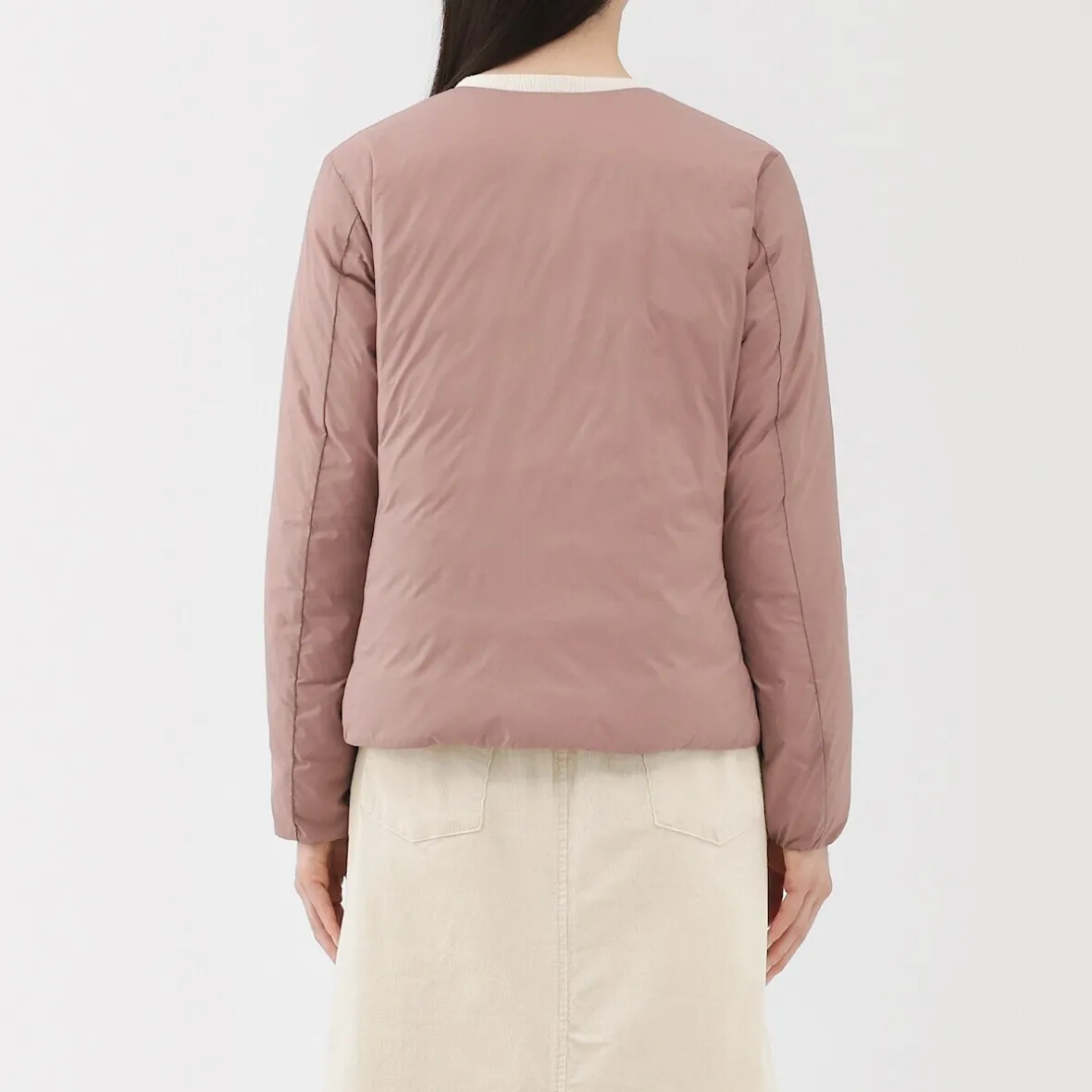 Best Muji Chaqueta ligera de plumón sin cuello de nailon reciclado para mujer