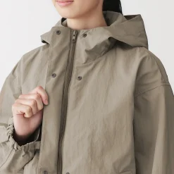 Muji Chaqueta repelente al agua y plegable con capucha para mujer