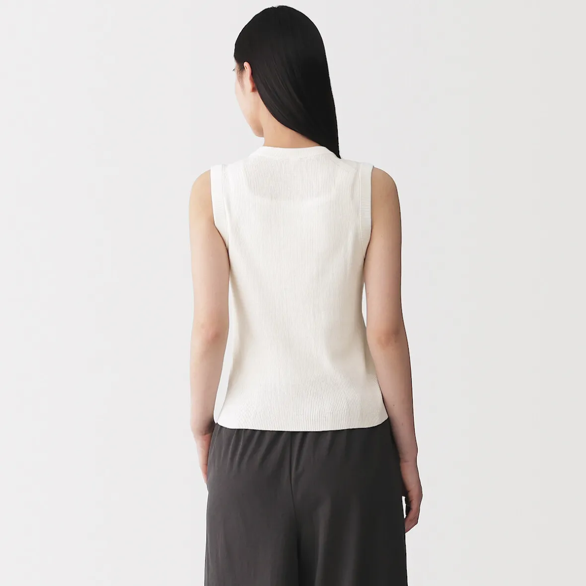 Outlet Muji Chaqueta sin mangas de algodón orgánico de alta torsión para mujer