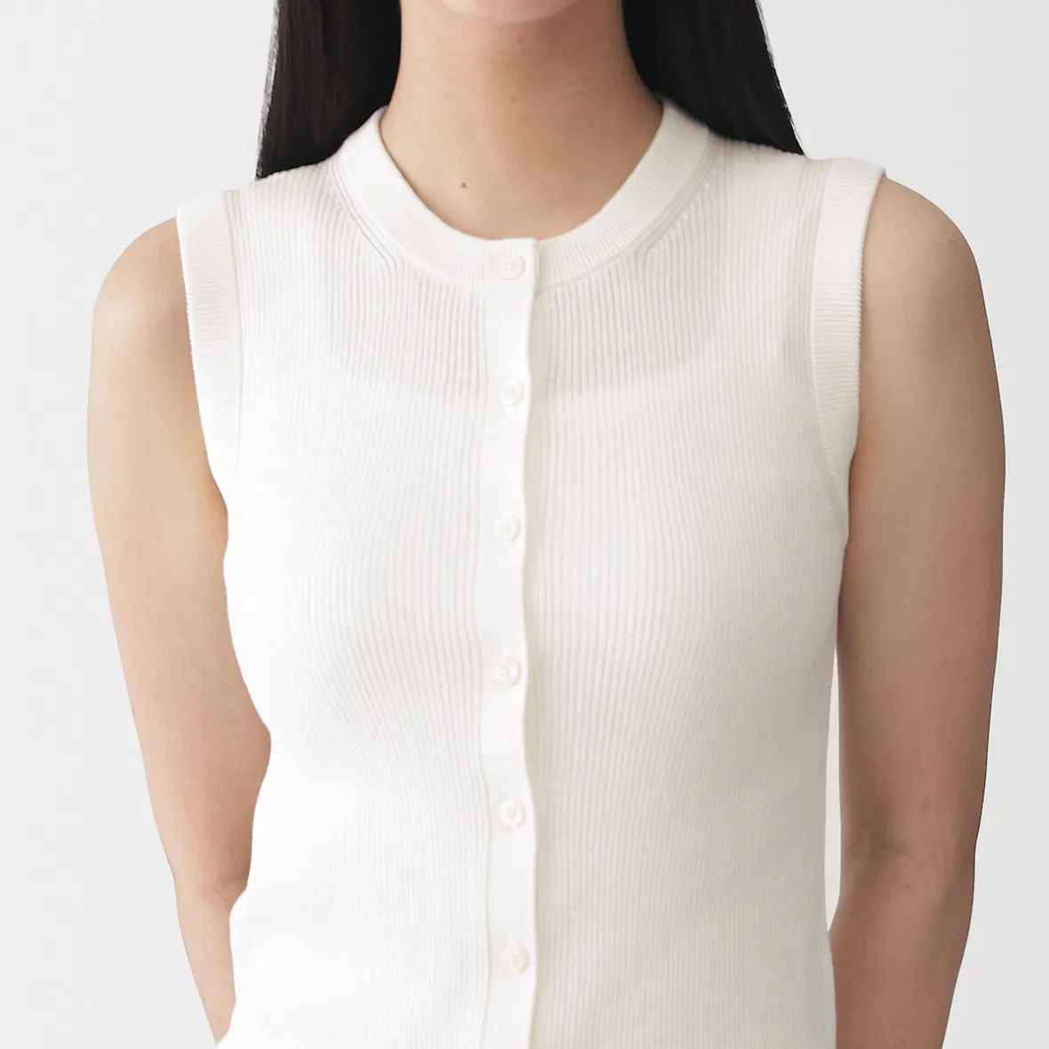 Outlet Muji Chaqueta sin mangas de algodón orgánico de alta torsión para mujer