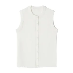 Outlet Muji Chaqueta sin mangas de algodón orgánico de alta torsión para mujer