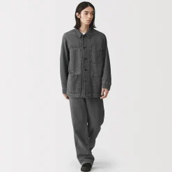 Clearance Muji Chaqueta utilitaria vaquera de mezcla de kapok para hombre
