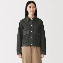Muji Chaqueta utilitaria vaquera de mezcla de kapok para mujer