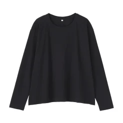 Hot Muji Comiseta de manga larga, ajuste holgado y punto de algodón para mujer