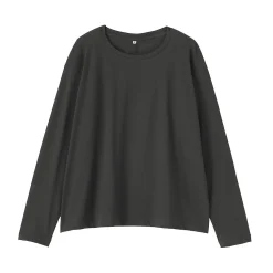 Hot Muji Comiseta de manga larga, ajuste holgado y punto de algodón para mujer