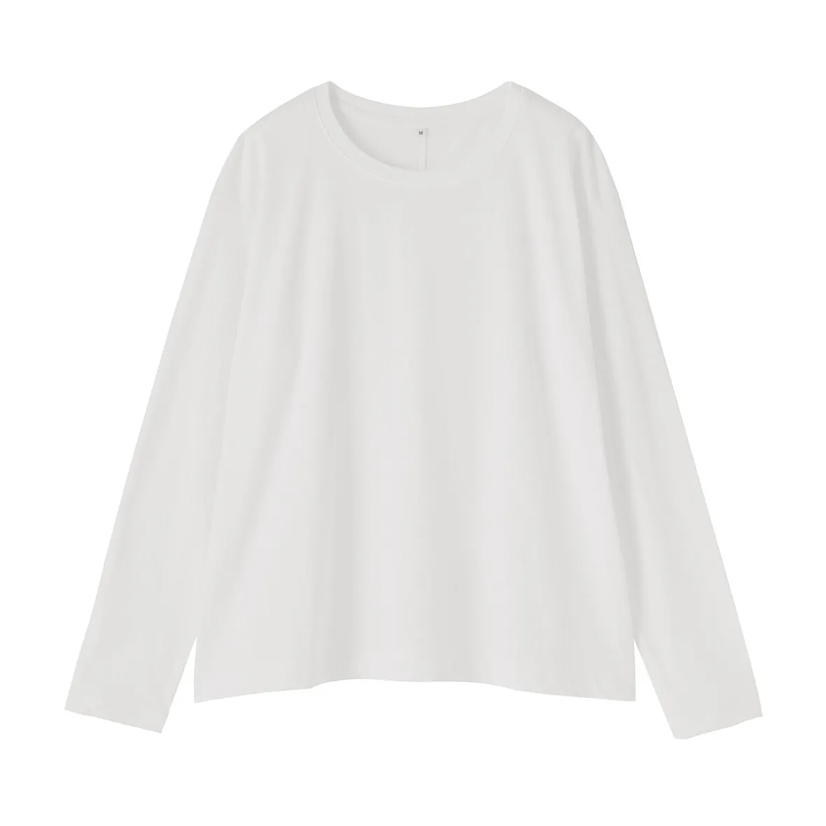 Hot Muji Comiseta de manga larga, ajuste holgado y punto de algodón para mujer