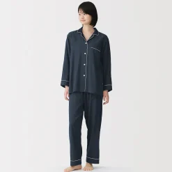 Clearance Muji Conjunto de pijama de manga larga de gasa doble para mujer