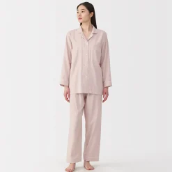 Clearance Muji Conjunto de pijama de manga larga de gasa doble para mujer