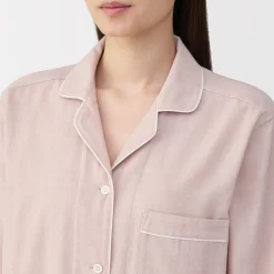 Clearance Muji Conjunto de pijama de manga larga de gasa doble para mujer