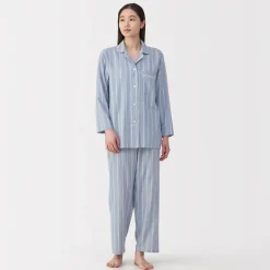 Clearance Muji Conjunto de pijama de manga larga de gasa doble para mujer