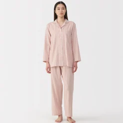Clearance Muji Conjunto de pijama de manga larga de gasa doble para mujer