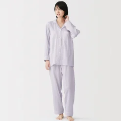 Clearance Muji Conjunto de pijama de manga larga de gasa doble para mujer