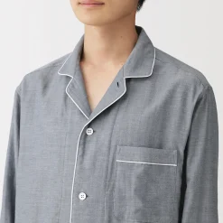 Muji Conjunto de pijama de manga larga de gasa doble para hombre