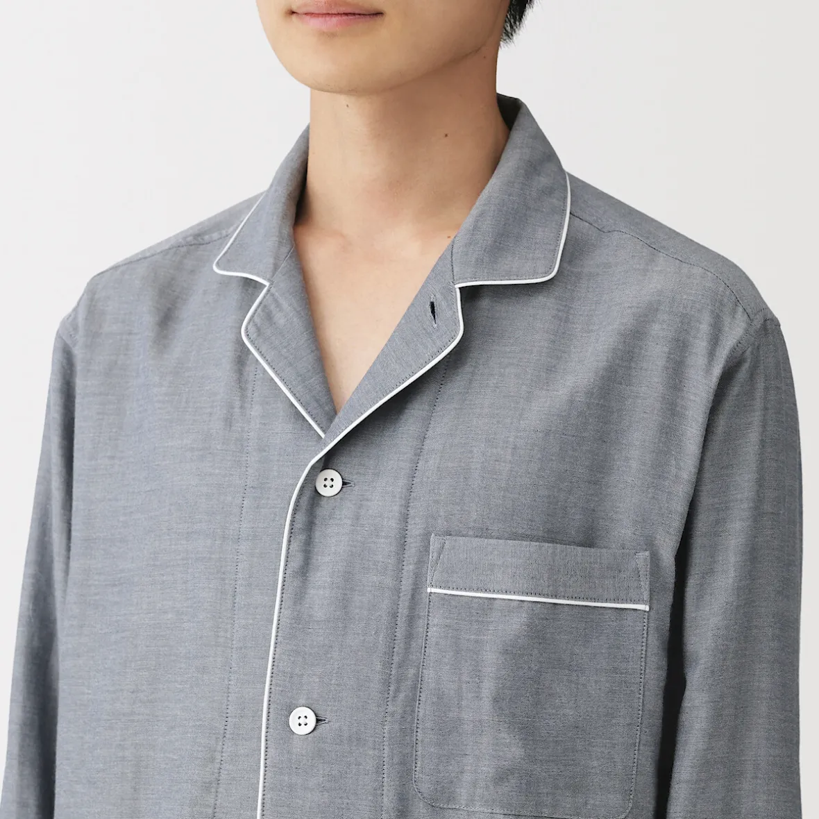 Muji Conjunto de pijama de manga larga de gasa doble para hombre
