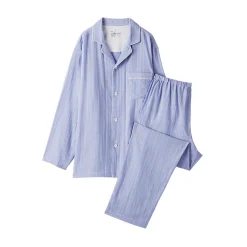Muji Conjunto de pijama de manga larga de gasa doble para hombre