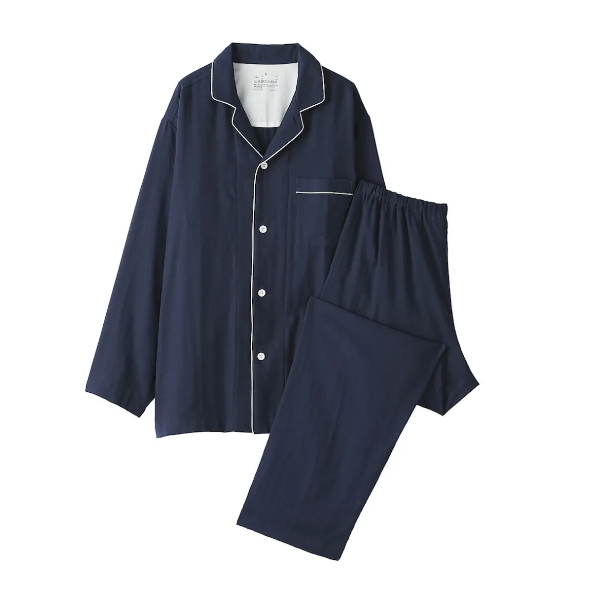 Muji Conjunto de pijama de manga larga de gasa doble para hombre