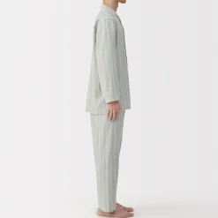 Muji Conjunto de pijama de manga larga de gasa doble para hombre