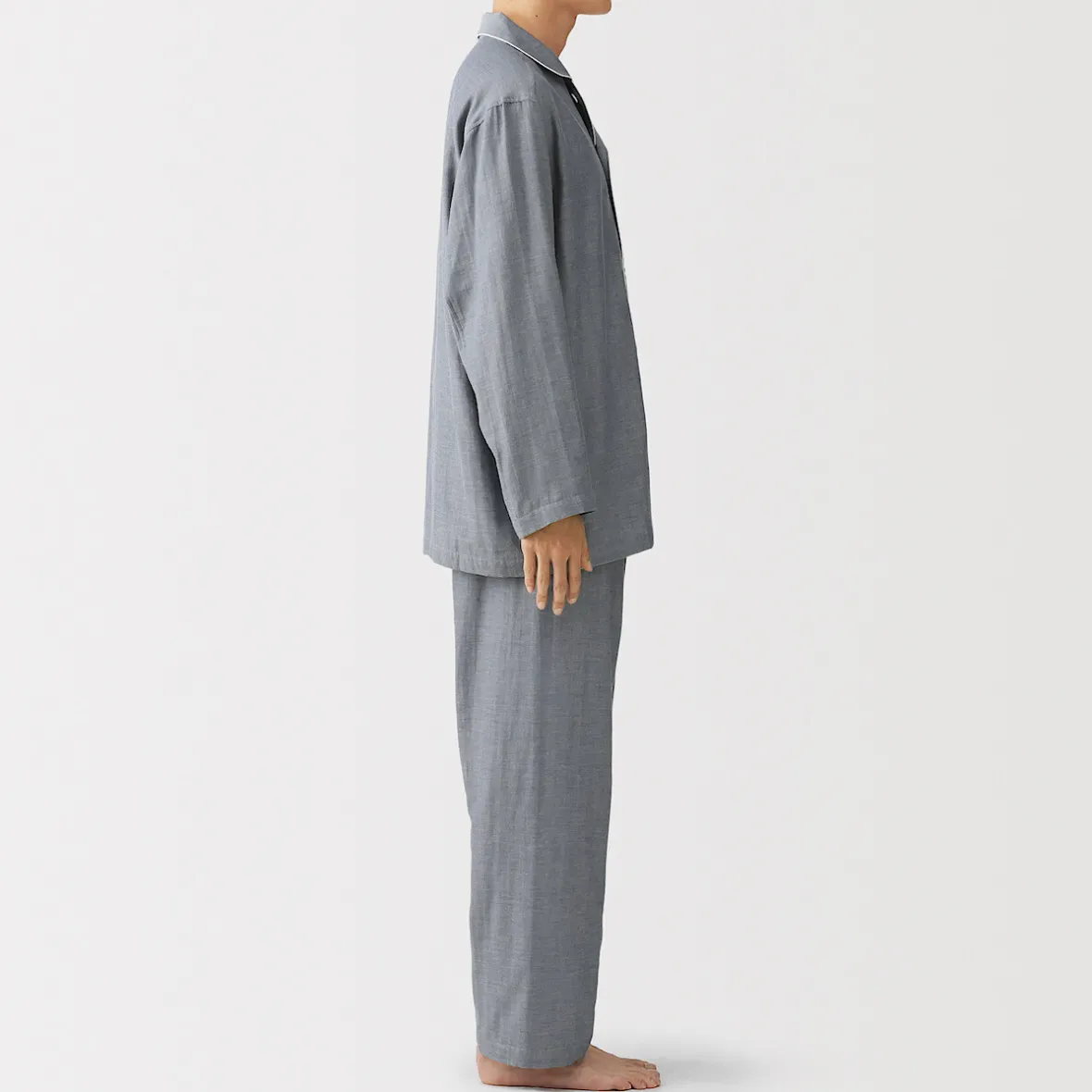 Muji Conjunto de pijama de manga larga de gasa doble para hombre