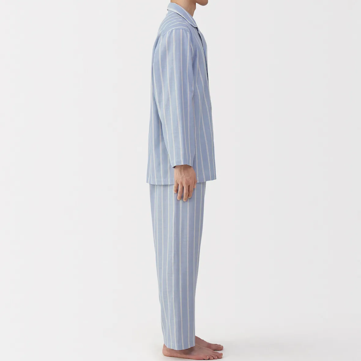Muji Conjunto de pijama de manga larga de gasa doble para hombre