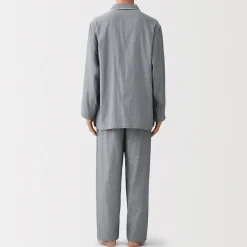 Muji Conjunto de pijama de manga larga de gasa doble para hombre