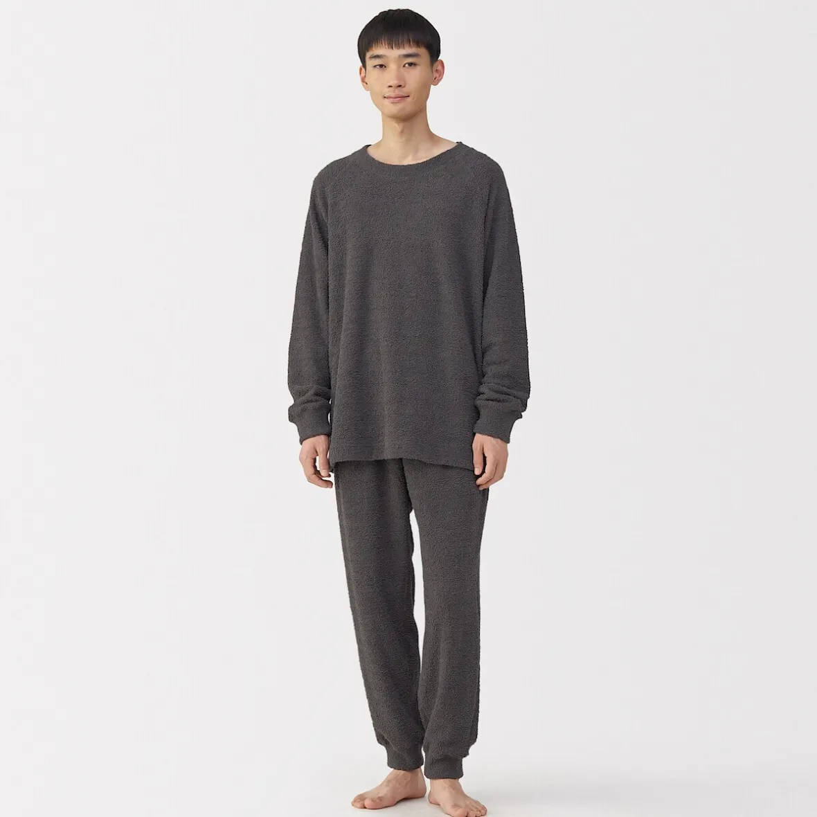 Sale Muji Conjunto de pijama forro polar texturizado de manga larga para hombre