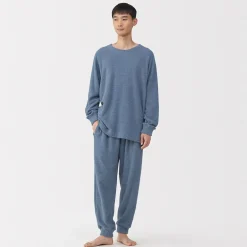 Sale Muji Conjunto de pijama forro polar texturizado de manga larga para hombre