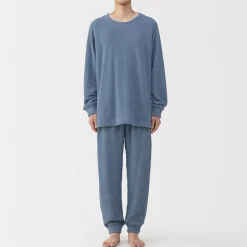 Sale Muji Conjunto de pijama forro polar texturizado de manga larga para hombre