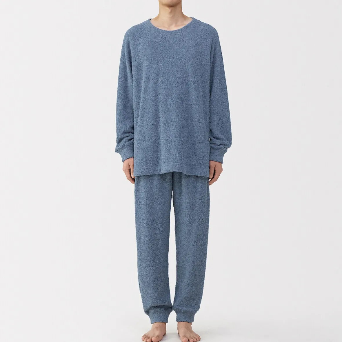 Sale Muji Conjunto de pijama forro polar texturizado de manga larga para hombre